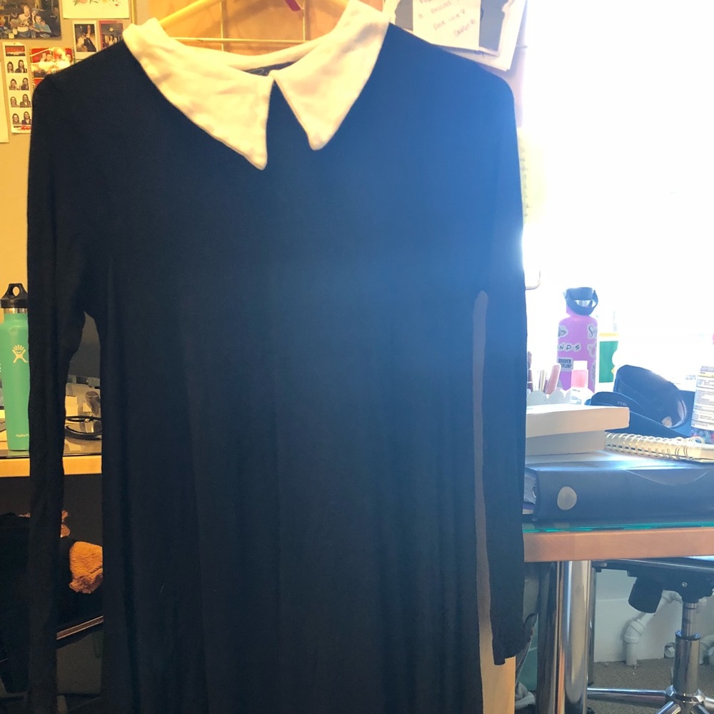 Black dress with white neck